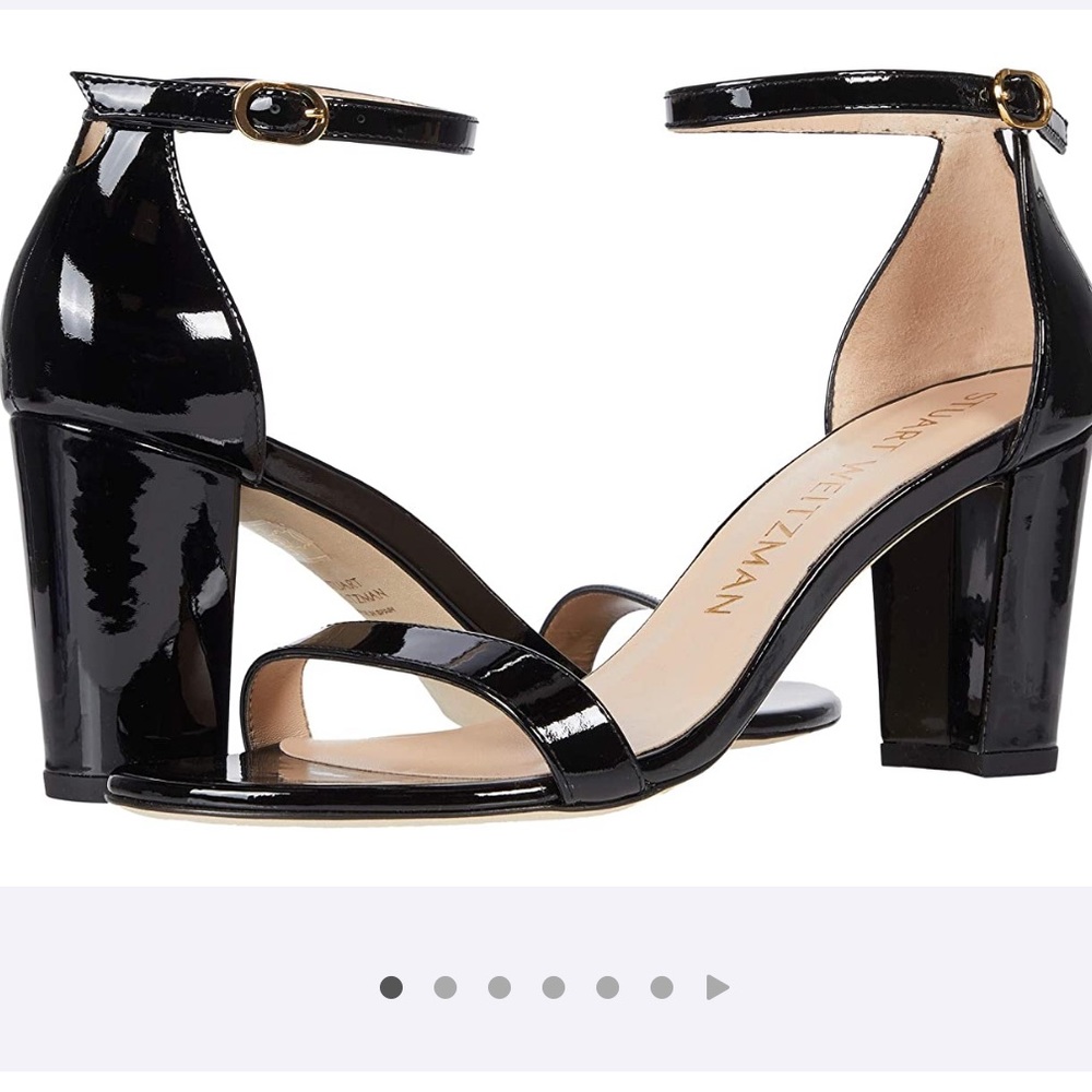 Stuart Weiztman Nearlynude Block-Heel Patent Leather Sandal - Size 9